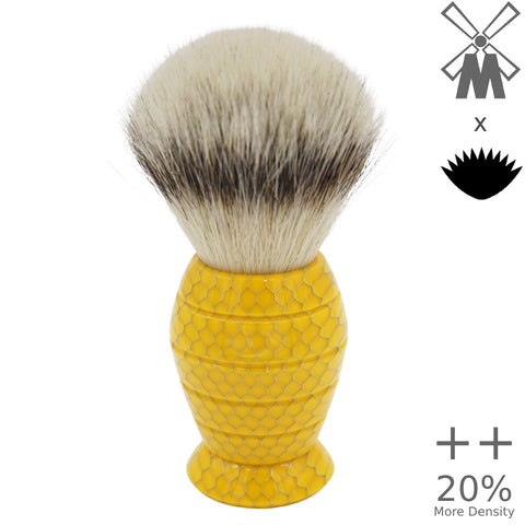 25mm Mühle STF XLarge Dense++ Original Fiber x AP Shave Co. "Honey Hive" Yellow Handle