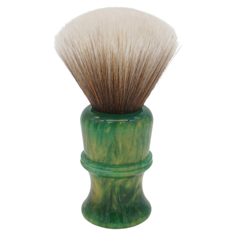 AP Shave Co. 26mm SynBad Fan Synthetic Shaving Brush - Golden Emerald Green