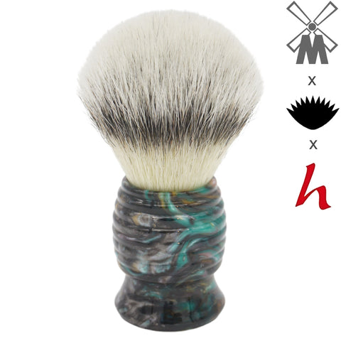 25mm Mühle STF XLarge x AP Shave Co. Dark Abalone Resin Handle #84, Manufactured by Shavemac (Wholesale)