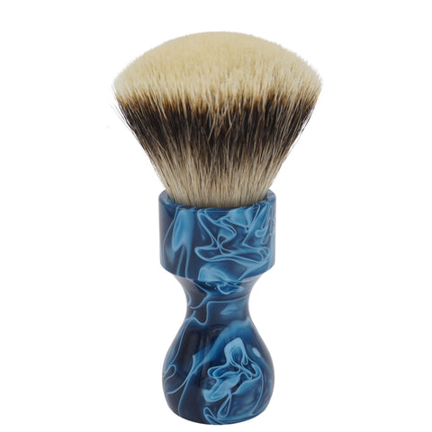 AP Shave Co. 28mm Gelousy SHD Fan Two Band Badger Shaving Brush - Blue